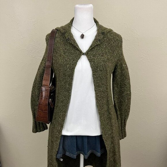 Olive green Express wool cardigan #grungevibes - Picture 3 of 8